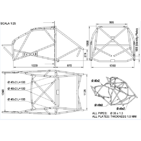 MITSUBISHI LANCER / CARISMA OMP ROLL BAR