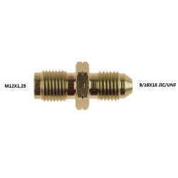 ADAPTATEUR  9/16X18 JIC/UNF - M12X1,25  ACIER