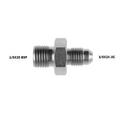 ADAPTOR  1/8X28 BSP -  3/8X24 JIC CORTO