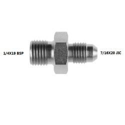 ADAPTOR  1/4X19 BSP -  7/16X20 JIC STEEL