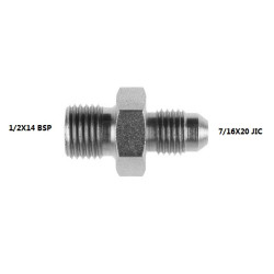 ADAPTOR  1/2X14 BSP -  7/16X20 JIC STAINLESS STEEL