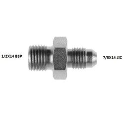 ADAPTOR  1/2X14 BSP -  7/8X14 JIC STEEL