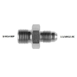 ADAPTOR  3/4X14 BSP -  1 1/16X12 JIC STEEL