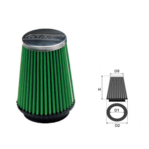 Air-cleaner Green Conical Ø 62.5 MM