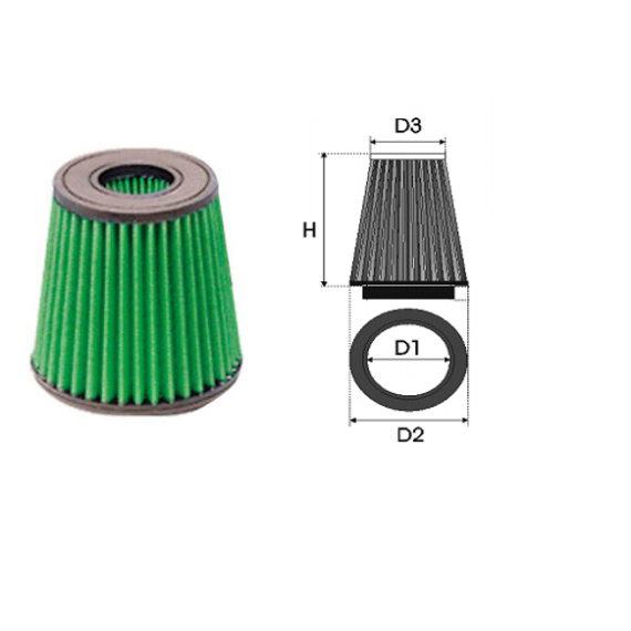 Air-cleaner Green bi-Conical Ø 110 MM