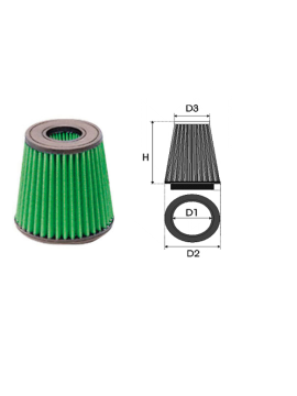 Air-cleaner Green bi-Conical Ø 70 MM