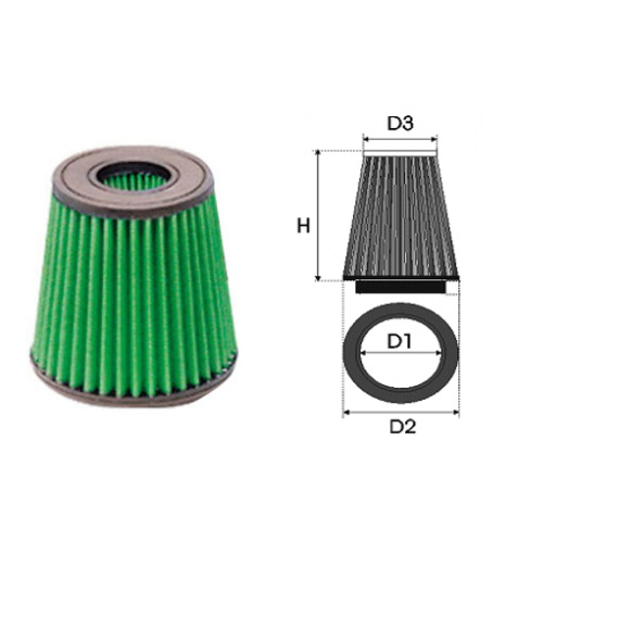 Air-cleaner Green bi-Conical Ø 85 MM