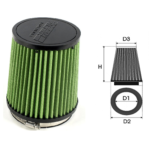 Air-cleaner Green Cylindrical Ø 62.5 MM