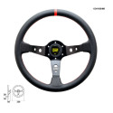 STEERING WHEEL OMP CORSICA SMOOTH LEATHER BLACK RED