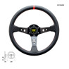 STEERING WHEEL OMP CORSICA SMOOTH LEATHER BLACK RED