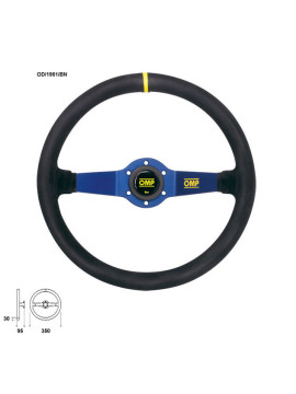 OMP RALLY STEERING WHEEL 2 BLUE SPOKES SUEDE LEATHER