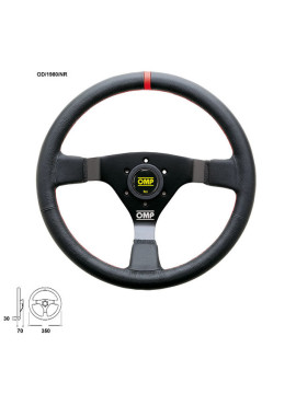 OMP WRC SEMI-MOVED STEERING WHEEL SMOOTH LEATHER RED SEAMS