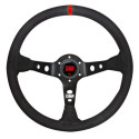 OMP CORSICA LEATHER ROUND BLACK / RED STEERING WHEEL