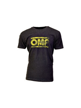OMP BLACK T-SHIRT WITH YELLOW LOGO