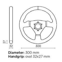 OMP TRECENTO UNO FLAT STEERING WHEEL BLACK