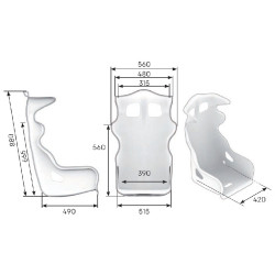 Asiento OMP HTE-R fabricado en fibra de vidrio.