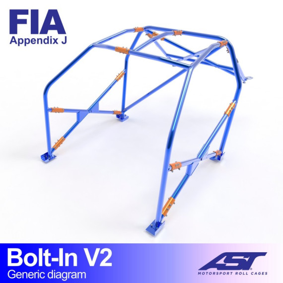 Roll Cage AUDI 100/200 (C3 Typ44 ) 4-doors Sedan Quattro BOLT IN V2