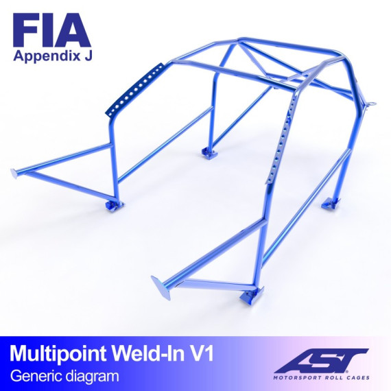 Roll Cage HONDA Civic (EF/ED/EE) 3-doors Hatchback MULTIPOINT WELD IN V1