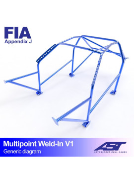 Roll Cage Renault Megane (Phase 1) 3-doors Coupe MULTIPOINT WELD IN V1