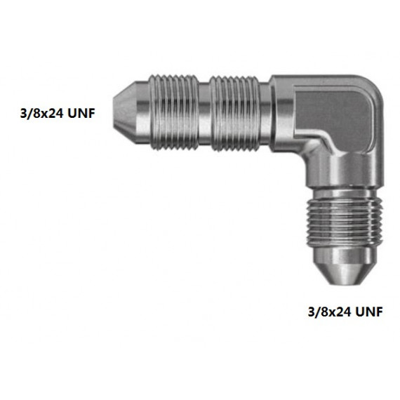 Adaptateur 3/8X24 UNF mâle/mâle 90º convexe Inox